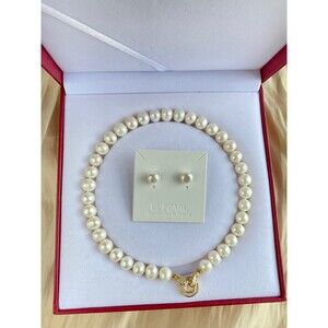 Handknotted 11mm fresh water pearl necklace & earring sets